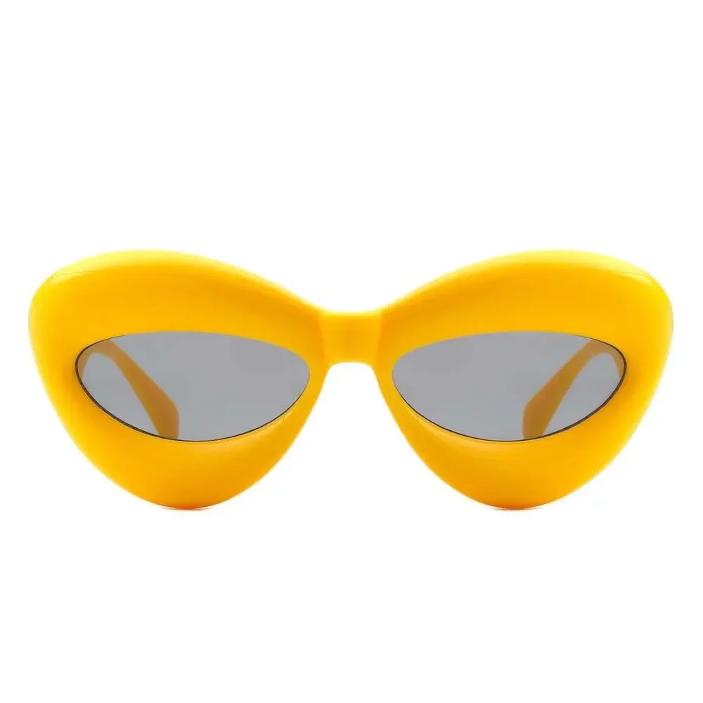 Yellow Chunky Cat Eye Sunglasses Sculptural Balloon Frame